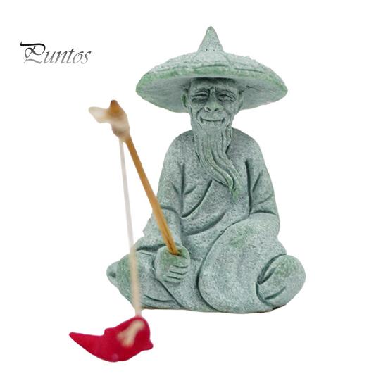 

Сидящая фигурка рыбака из песчаника, винтажное украшение для аквариума, мини-статуэтка рыбака, азиатское украшение в стиле дзен для аквариума, садового домашнего аквариума разноцветный