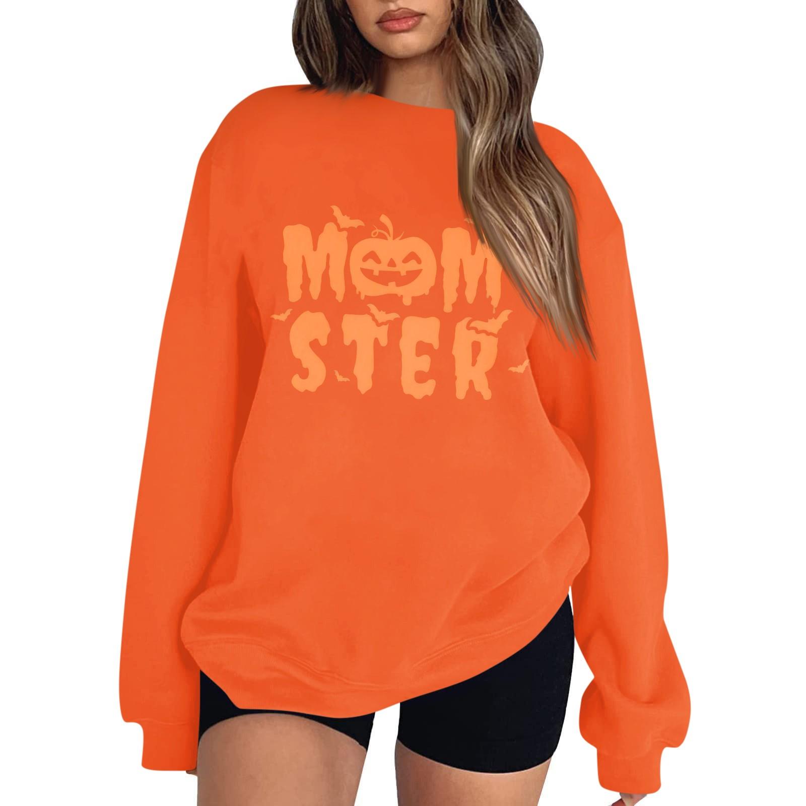 

Женский пуловер с принтом Хэллоуина, круглый вырез, заниженная линия плеча, блузка с длинными рукавами XL шафрановый