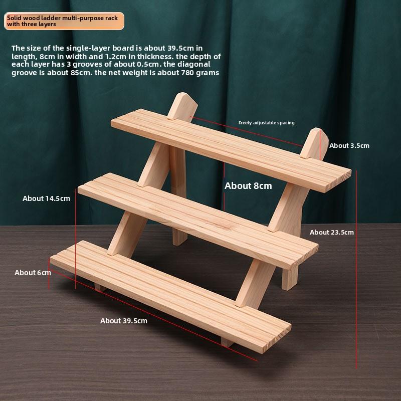 Stall Counter Solid Wood Ladder Jewelry Display Stand Ring Cardboard Ring Doll Storage Shelf Display Shelf