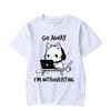 Go Away Im Introverting Graphic Shirts Funny Cat Gamer Gaming Tshirt Tops Fashion Harajuku T Shirts Unisex ONeck Brand Tshirt