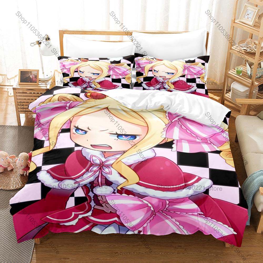 Cute Beatrice Re:ZERO Kpop Bedding Set 3D Printed Duvet Cover Set Single Twin Full Queen King Size Bed Linen For Fans Gift