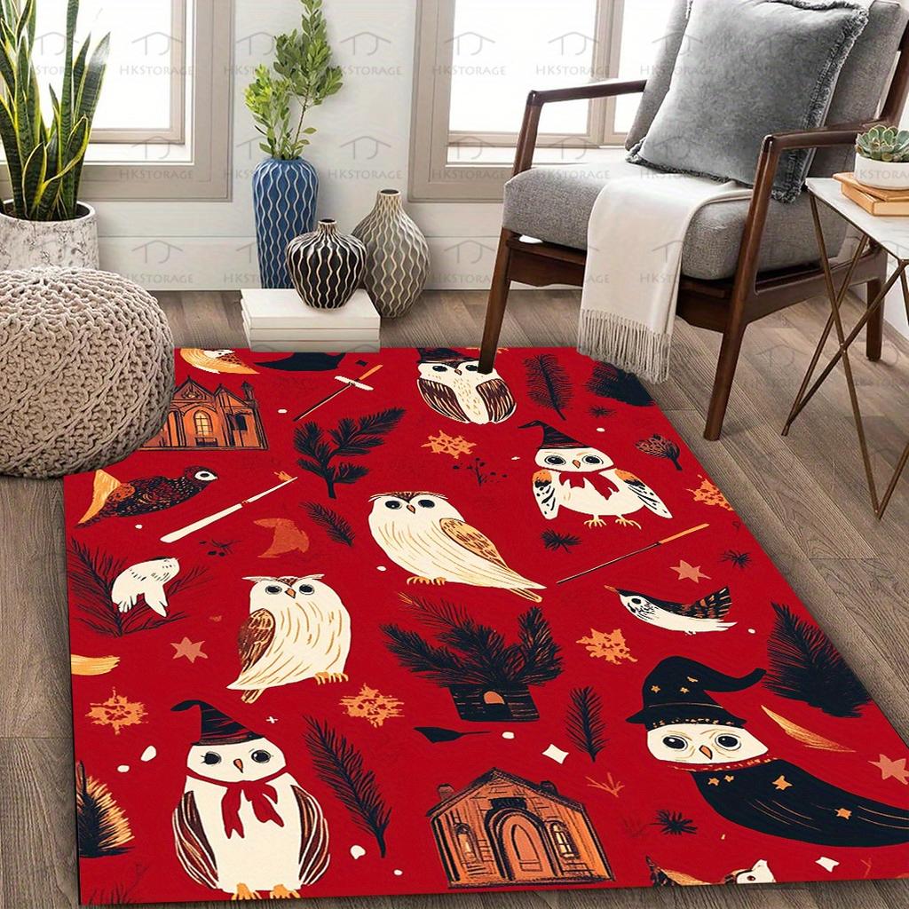 Gotischer Magie Wahrsagerei Eulenmuster Teppich, Leicht zu reinigender Großflächenteppich für Wohnraum, Heimdekor, Outdoor-Teppich