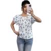 European and American new round neck short-sleeved printed women's top