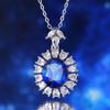 S925 Sterling Silver Green Nano Yellow Blue Ruby Pendant Necklace with Diamonds