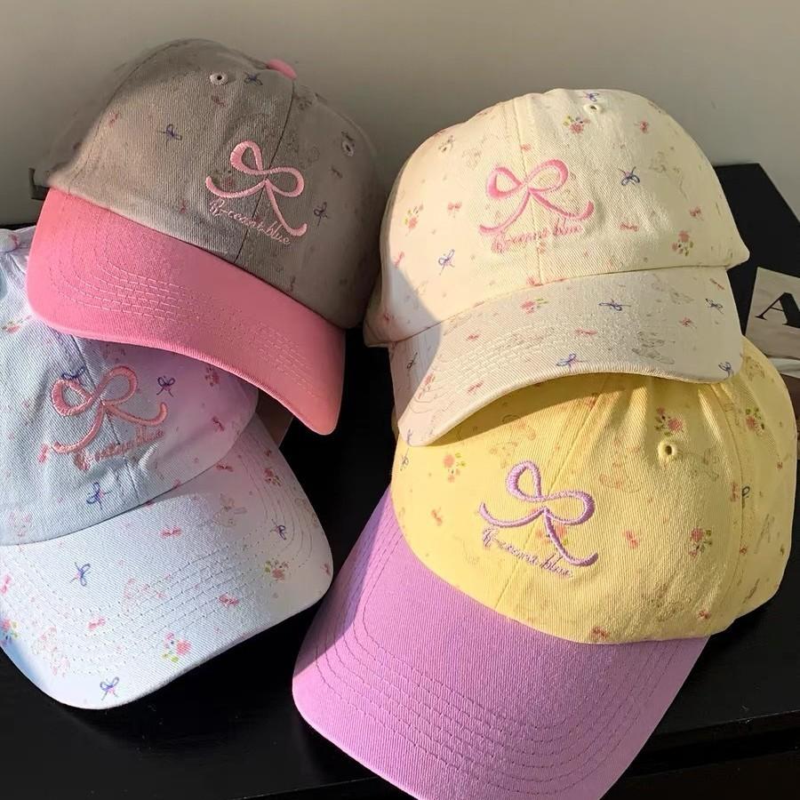 Embroidered Butterfly Bow Baseball Cap With Breathable Cotton Material For Casual Wear