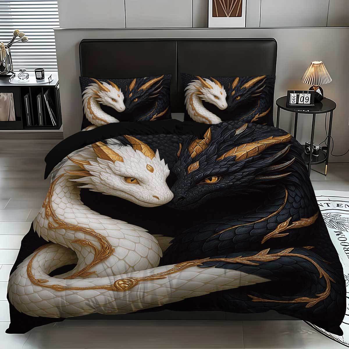 

Three-Piece Fire Phoenix Quilt Cover Lion Pillowcase Dragon 3D Digital Printing Bedding Home Textile Pod 135x200