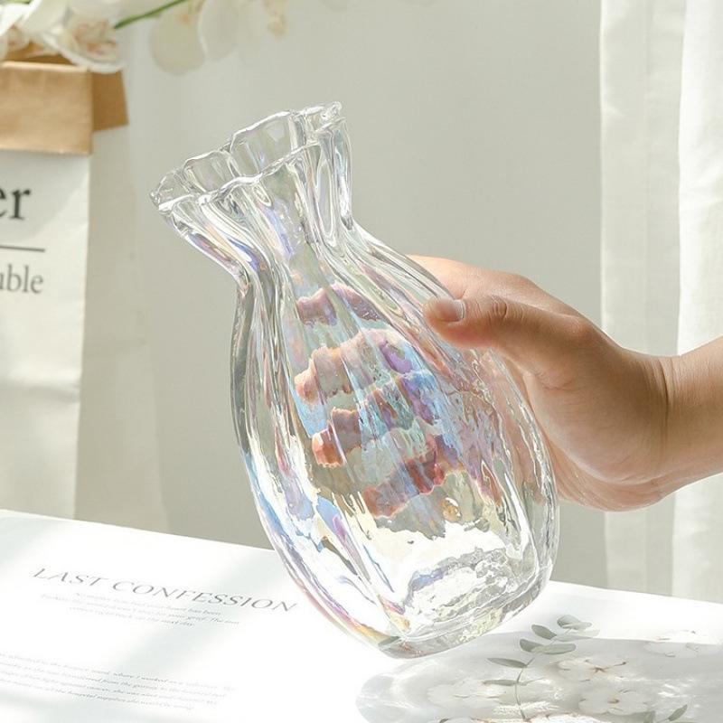 Internet Celebrity Style Transparent Glass Vase for Hydroponic Flower Arrangements - Gypsophila Display for Living Room or Dining Table
