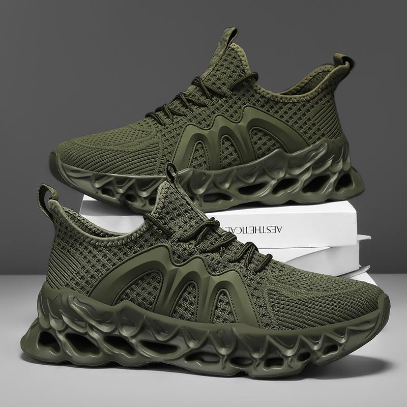 Mens Running Shoes Big Size Lightweight Breathable Mesh Sports Shoes Anti Slip Shock-absorbing Casual Trendy Sneakers for Man