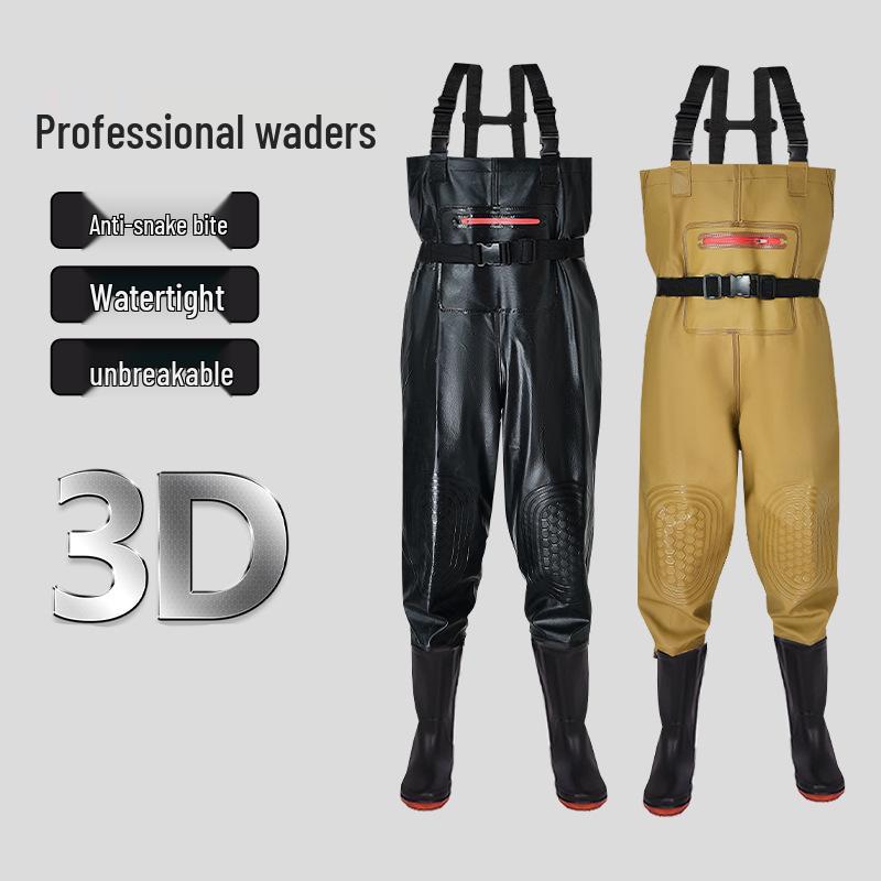 Heavy-Duty Waterproof Overalls: Thick, Wear-Resistant Half-Body Waders for Aquaculture.