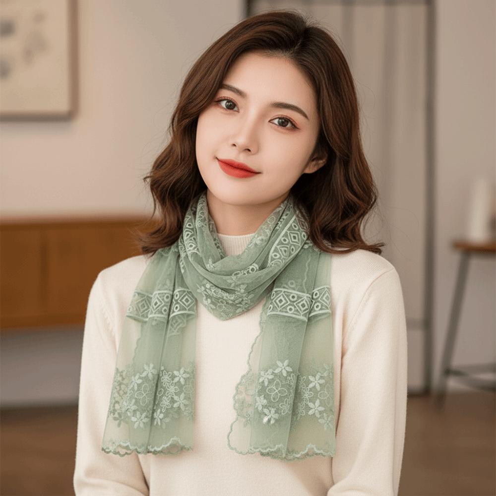 Printed Embroidery Lace Scarf Thin Lace Scarves Fashion Flower Scarf  Beach
