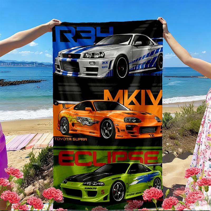 Fast & Furious Print Beach Towel, Versatile Lightweight Absorbent Beach Towel for Pool Surf Yoga Bathroom, Perfect Birthday Holiday Gift