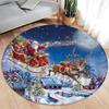 Christmas Red Socks Round Carpet Christmas Tree Elk Snowman Round Carpet Bedroom Carpet Home Floor Mat Washable Leisure Carpet