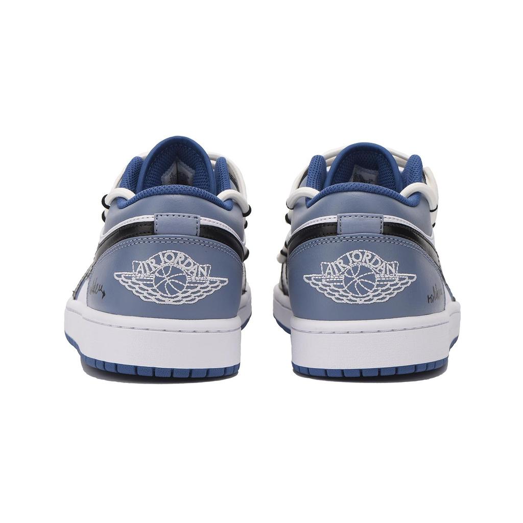 Jordan Air Jordan 1 Low top Vintage Basketball Shoes Men's Black White Blue 553558-414(Team32-SBO