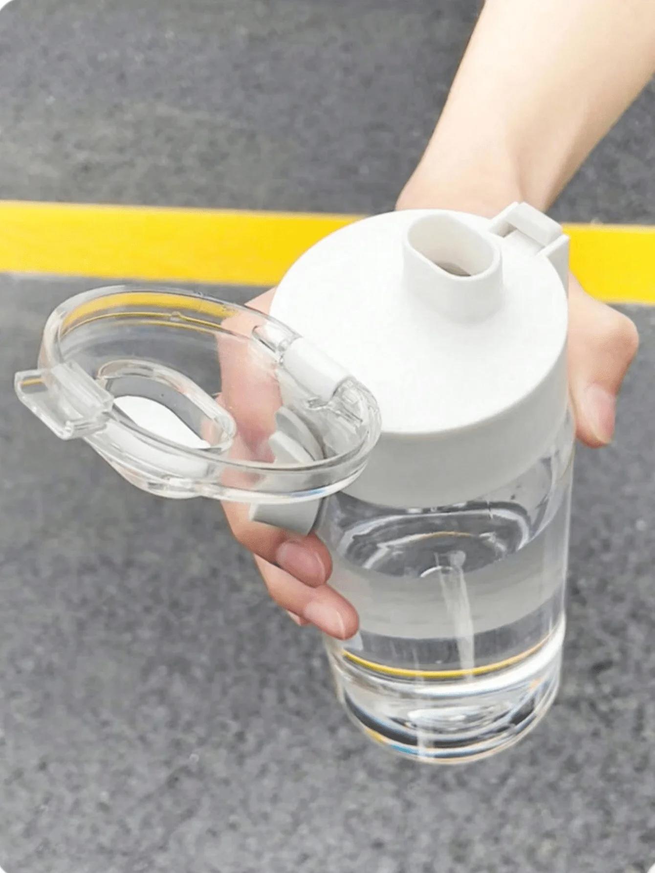 

1 шт. Портативный спортивный фитнес-стакан большой емкости, прозрачный, незаменимый для улицы, путешествий, офиса, бутылка для воды 0.35L белый