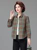 Genuine Autumn Long Sleeve Plaid Cotton Shirt for Middle-Aged & Elderly Women
