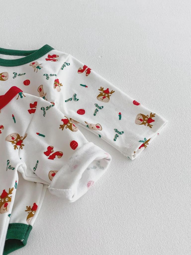2025 European & American Baby Christmas Long-Sleeve 3-Piece Romper Set