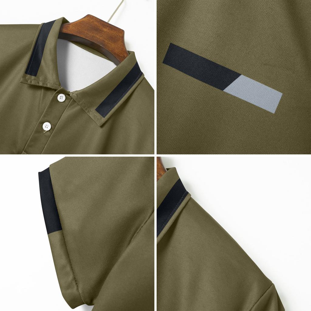 Men's Short Sleeve Polo Shirt Classic Fit Button Down Collar Pocket Design Casual Lightweight Breathable Top for Daily Wear