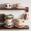 Ceramic coffee cup and saucer set, niche creative cup, afternoon flower tea, water cup with tray