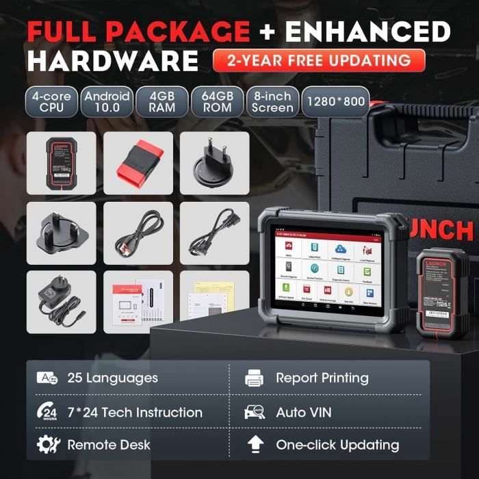 LAUNCH X431 IMMO Elite Strumento di Programmazione Chiavi, Scanner Diagnostico Auto OBDII 39 Servizi di Reset in francese