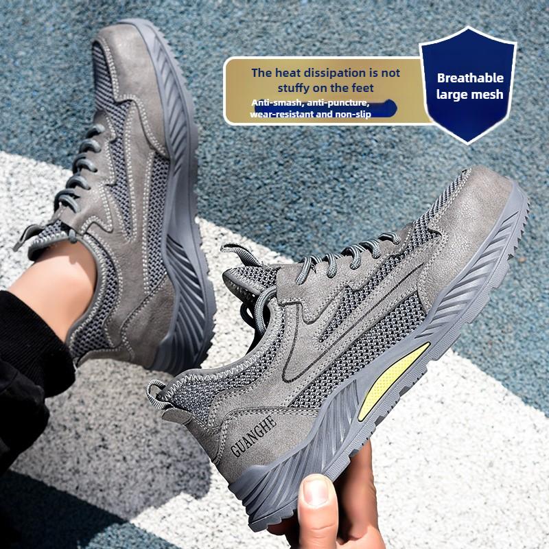 summer mesh safety shoes breathable work shoes industrial construction indestructible shoes for men steel toe safety work boots