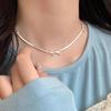 Elegante Damen S925 Sterlingsilber Perlenanhänger Halskette - Leichte Luxus Schlüsselbeinkette