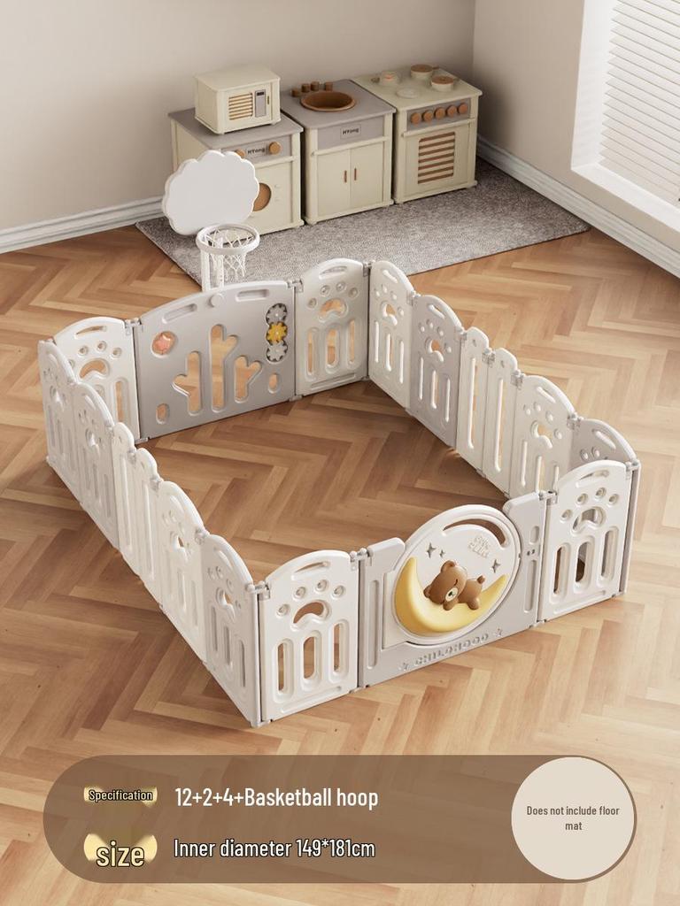 Little Bear Indoor Baby Playpen and Crawling Mat for Small Spaces