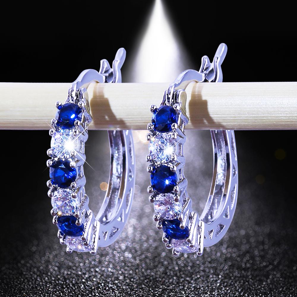 Ohrringe für Damen Schmuck 14K Gold Plated Pendientes Mode Runder Kreis Mosaik Klare Zirkonia Zirkon Stecker DIY Ohrring Schmuck