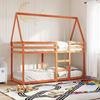 VidaXL Bunk Bed with Roof Wax Brown 90x200cm Solid Pine Wood, Bed, Bed Frame, Loft Bed, Bedroom Furniture, 3282078