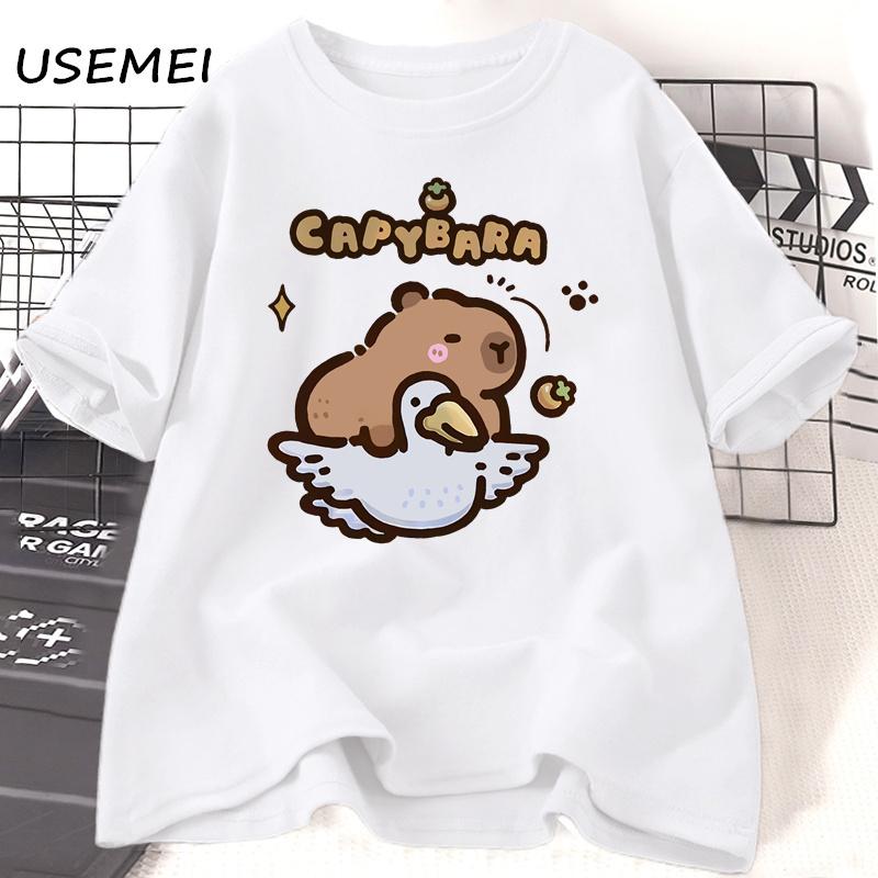 Funny Capybara T-shirts Men Women Summer Cute Animal T Shirt Cotton Short Sleeve Graphic T Shirts Streetwear Women's Clothing