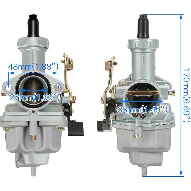 YOXUFA PZ27 Carburetor 27mm Carb Cable Choke for 125cc 150cc 200cc 250cc ATV Dirt Pit Bike Go Kart 4 Stroke TaoTao Apollo Zongshen TRX200 Gio Sunl