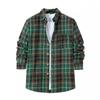 Men's Casual Long Pocket Sleeve Shirt Cardigan With Ground Wool Pinstripe Check