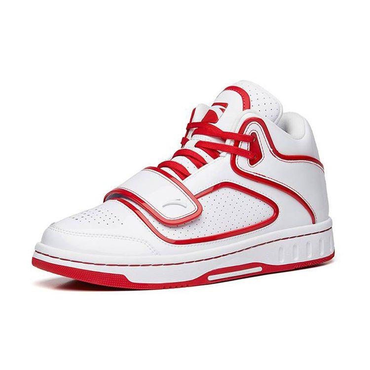 Anta Slip Resistant Abrasion Resistant Mid Top Skateboard Shoes Men's White Red 112238010A-1