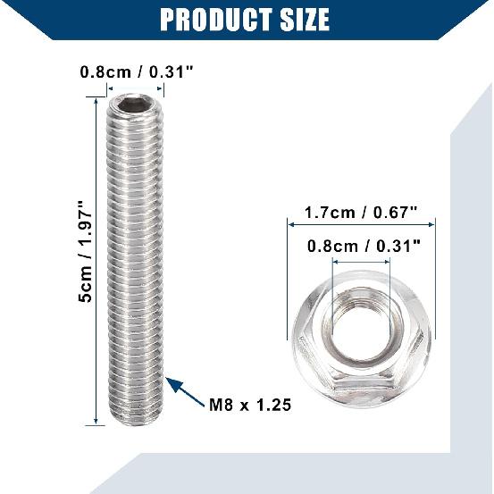 Stainless Steel Exhaust Manifold Bolt Stud Hardware for Ford 4.6 5.4 Liter V8 2 Manifolds/Front/Durable / 16 Pcs