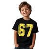 6 7 Letter Children's T-Shirts Cool Digital Print Boys Girls Summer Short Sleeve Casual Crew Neck Top Street Children's Clothing