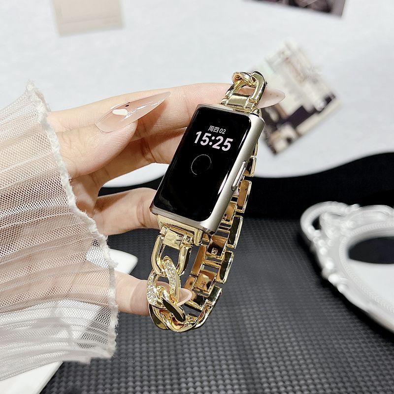 Bling Diamonds Metal Bands for Huawei Watch Band 11 Wristband Dressy Stainless Steel Strap Bracelet for Huawei Bands 11 Pro