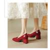 Patent Leather Thick High-heeled, New Women's Hundred with A Word with High-heeled Women's Single Shoes, Women's High-heeled Shoes, Elegant