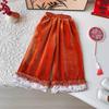 Girls’ Winter Chinese-Style Thickened Frog Button Outfit - Long Pants Two-Piece Set AWB122