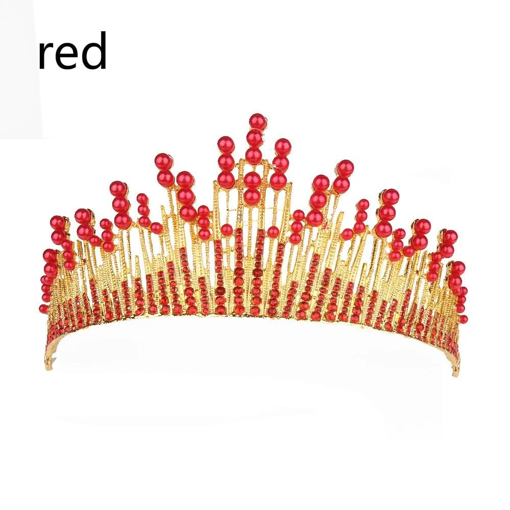European Bride Alloy Diamond Pearl Crown Tiara Crown Phoenix Hair Accessories Rhinestone Highlight