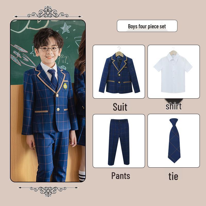 British Academy Style Girls' Pleated Skirt Uniform Set