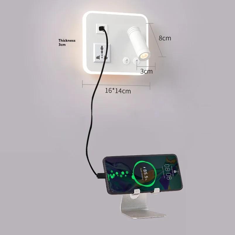 Creative LED Rotating Switch Wall Light USB Charging Port Living Room Corridor Decorative Wall Light Bedroom Study Reading Light