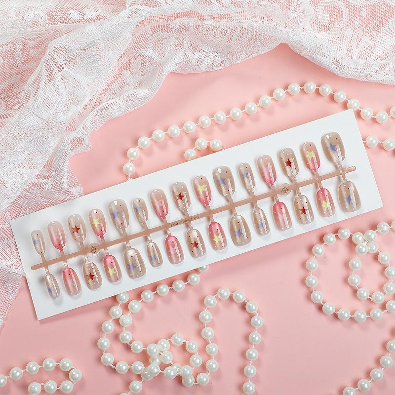 30-Piece Cat Eye Wearable Nude Nails Set: Short, High-End Nail Art Stickers