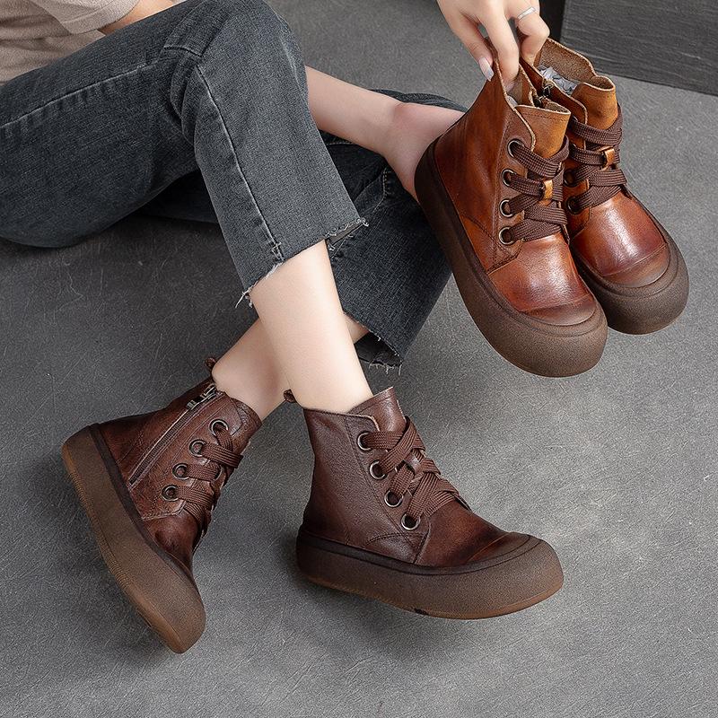 GKTINOO 2025 Genuine Leather Boots for Women Autumn Winter Shoes Thick Sole Cow Leather Women Ankle Boots Brand Ladies Footwear
