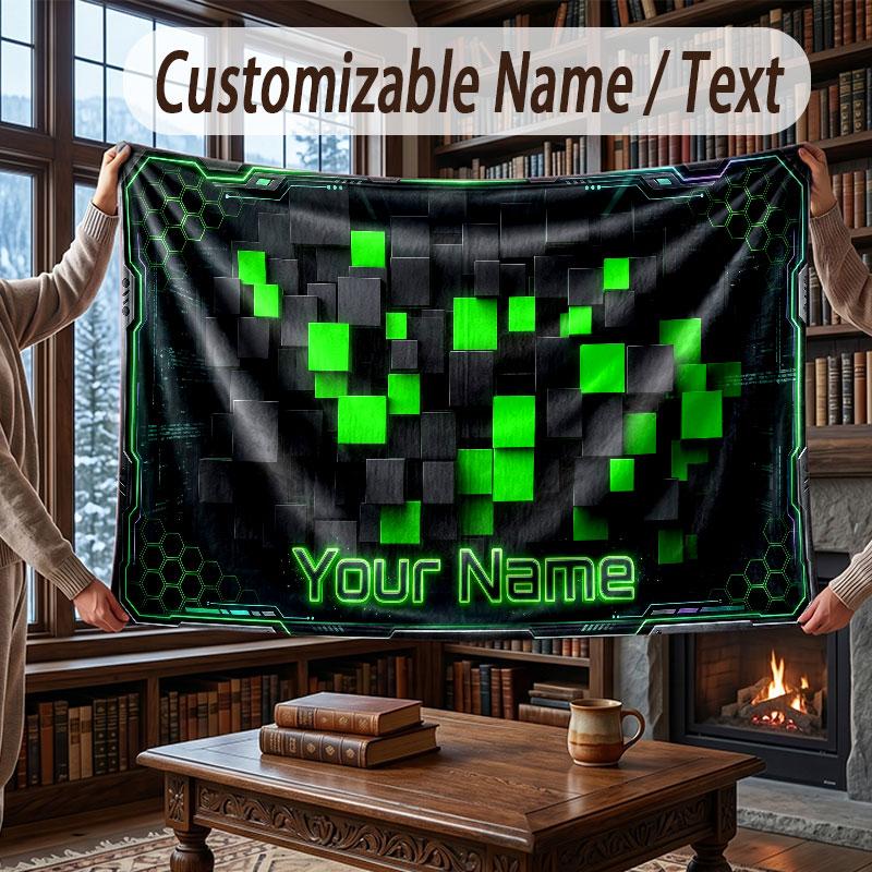Neon Colorful Theme Throw Blanket Custom Name Text Personalized Blanket Soft Cozy Blanket for Home Sofa Bed