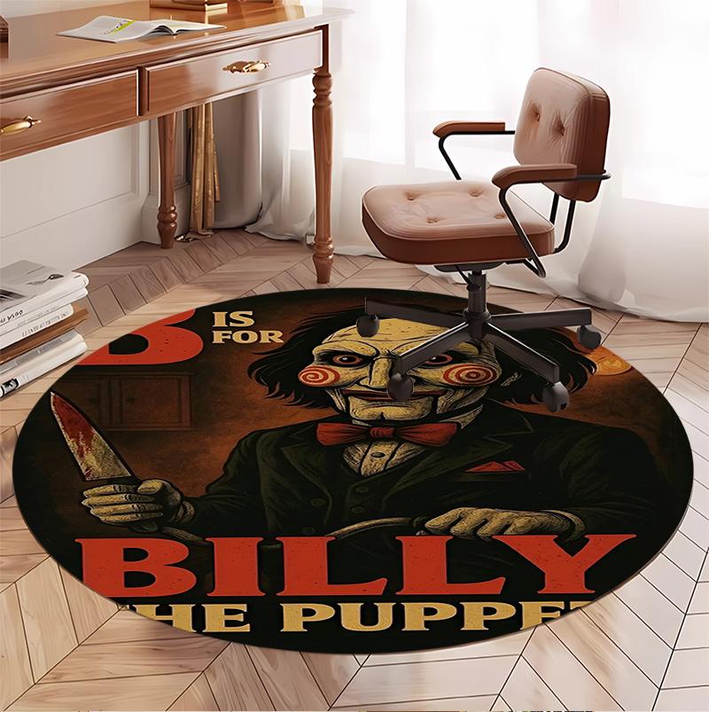 Bride of Chucky Pattern Round Rug, Indoor/Outdoor Mat, for Picnic, Gameroom, Bedroom, Office, Living Room, Home Decor Carpet, Birthday Gift