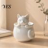 3D Printed Cat Sculpture Teacup, Cute Coffee Cup, Figurine Versatile Home Decoration Mugs, Holiday and Birthday Gift for Milk Tea Lovers Simple White