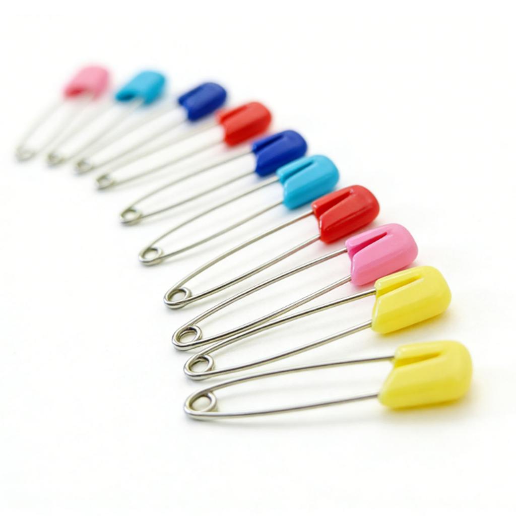 50 Pcs Diaper Pins Stainless Steel Plastic Head Baby Safety Pins Versatile Use for Crafts Laundry Jewelry Making Large
