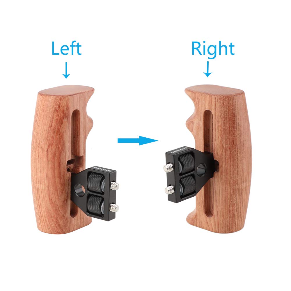 CAMVATE Wooden Hand Grip with 1/4" Mounting Screw Connector for DSLR Camera Cage (Switchable for Right/Left Hands)