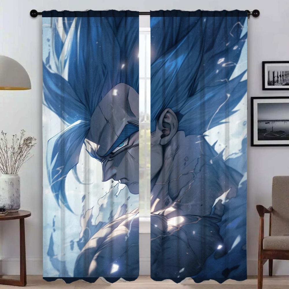 Super Handsome Vegeta Kitchen Curtains for Camera Elegant Room Curtains 2 Pieces Window Curtain Partition Halloween Decoration