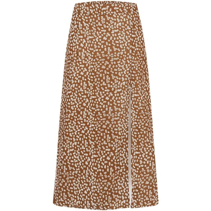 Ditsy Floral Boho Skirt for Women with Slit Summer High Waisted Flowy Midi Skirt Casual A-Line Split Beach Skirt