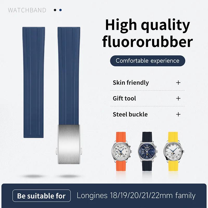 Soft FKM Fluoro Rubber watchband Quick Release For Timex MIDO Tissot Longines Conquest HydroConquest L3 Strap 18/19/20/21/22mm